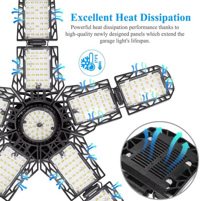 Lampes de Garage LED avec 7/10 + 1 panneaux réglables E26/E27 lampe de travail de magasin de plafond 150W 6500K ampoule pour éclairage industriel d'atelier
