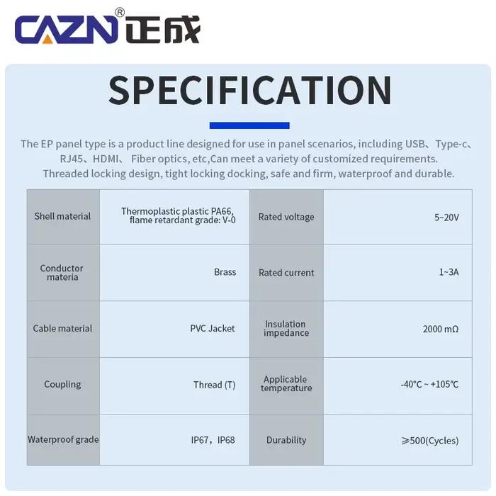 Prise EP RJ45 avant montée avec fil de 0.3M 0.5M 1M pour installation facile et sécurité maximale occasions domestiques et professionnelles