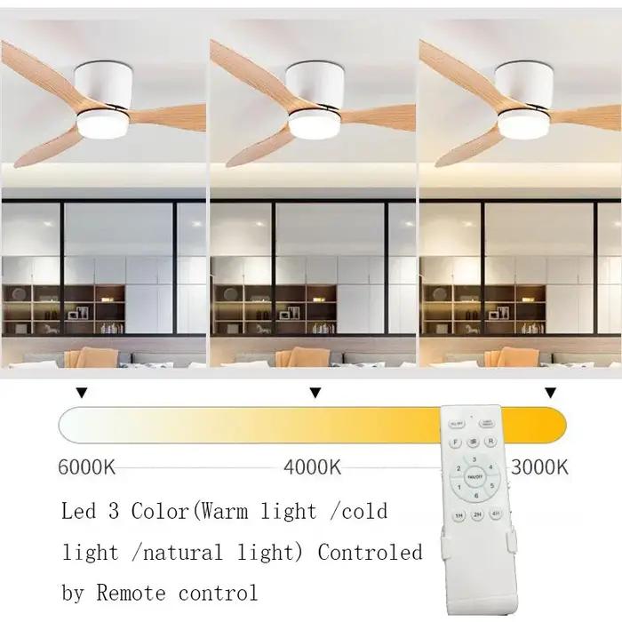 Ventilateur de plafond LED moderne sans lumières moteur à courant continu 6 vitesses ventilateurs de