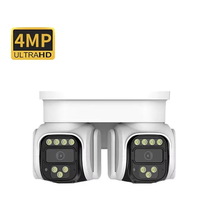 Caméra dôme IP PTZ 4G/WiFi iCam365 APP 4MP à double objectif, détection humanoïde IA couleur, survei