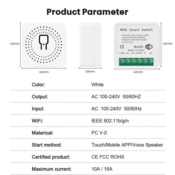 Interrupteur intelligent Wifi 16A