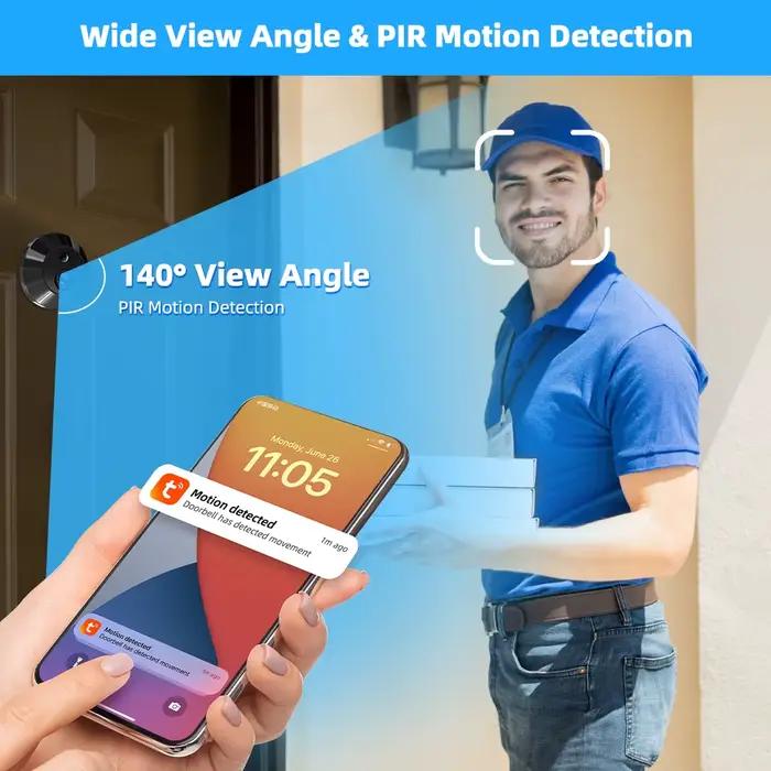 3MP Tuya Smart WiFi porte numérique oeil magique judas visionneuse PIR détection de mouvement Vision nocturne caméra Alexa Google vue large 140 °