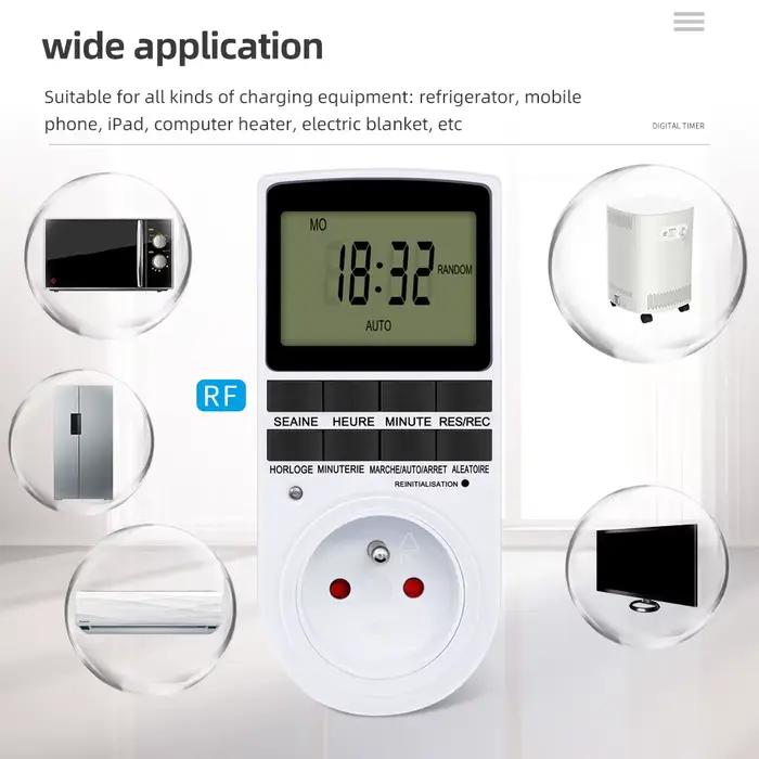 Minuterie numérique électronique cyclique 24 heures pour cuisine prise enfichable programmable prise synchronisation 10 groupes de paramètres pour UE UK AU US BR
