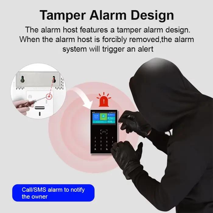 PGST pack alarme sécurité anti intrusion WiFi 2G GSM Works with Tuya Smart Life dispositif sans fil intelligent pour habitation magasin bureau capteurs de mouvement configuration simple utilisation qu