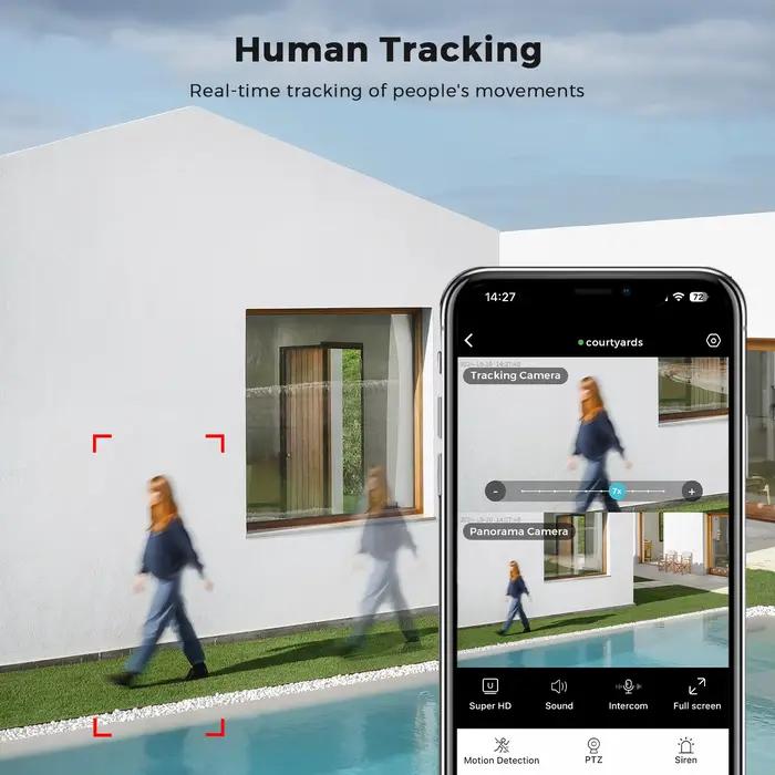 BESDER 15MP Wifi caméra PTZ extérieur double écran 10X Zoom numérique détection humaine 10MP sécurité IP