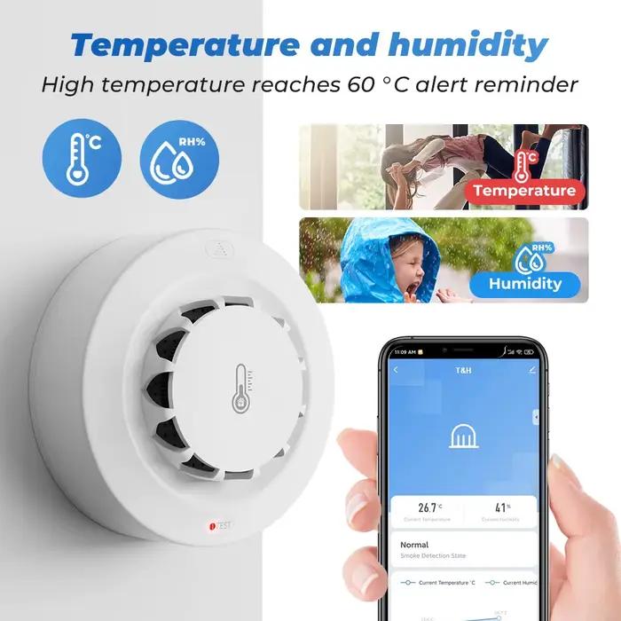 Détecteur d'incendie et de fumée rappel à distance liaison intelligente WiFi