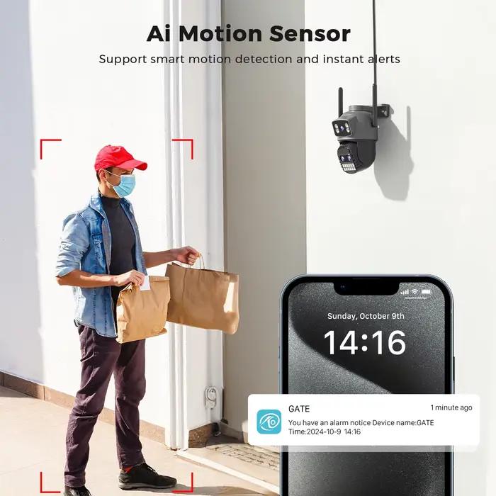 BESDER 15MP Wifi caméra PTZ extérieur double écran 10X Zoom numérique détection humaine 10MP sécurité IP