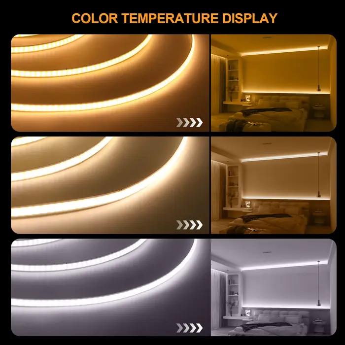 Bande LED COB 12V 320 LED/M, largeur 3MM 5MM 8MM, flexible, ruban lumineux LED FOB, RA90, éclairage