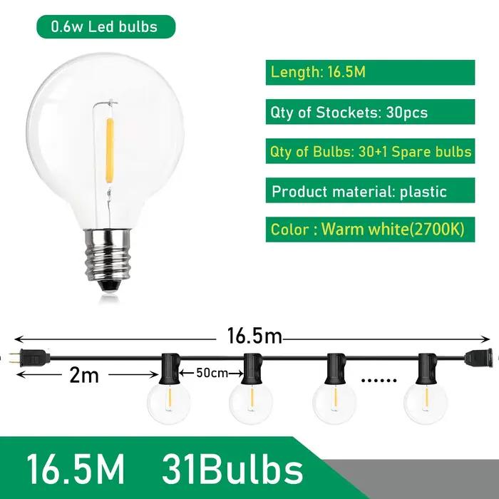 9 M/26 M feston LED Globe chaîne lumière fée LED G40 extérieur pour fête de noël jardin décor guirlande lampe rue Patio