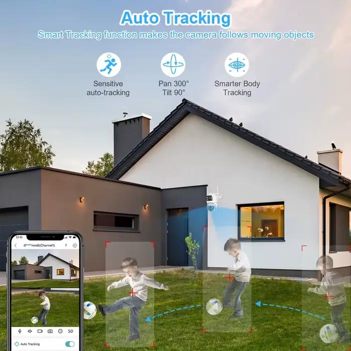 Caméra de surveillance extérieure PTZ IP WiFi HD 6MP avec suivi automatisé et double écran pour surveillance intérieure et extérieure à offrir pour la sécurité de la maison et du jardin occasions spéciales