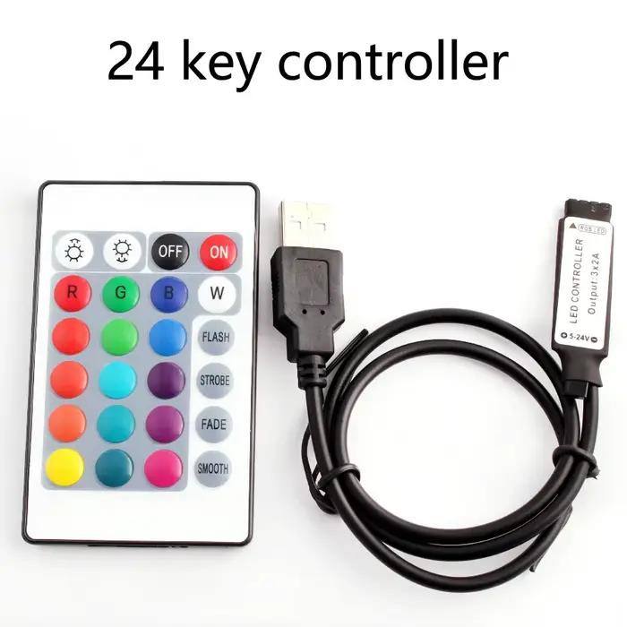 DC 5V USB LED bande lumineuse RGB contrôleur couleur unique IR Bluetooth télécommande RF télécommand