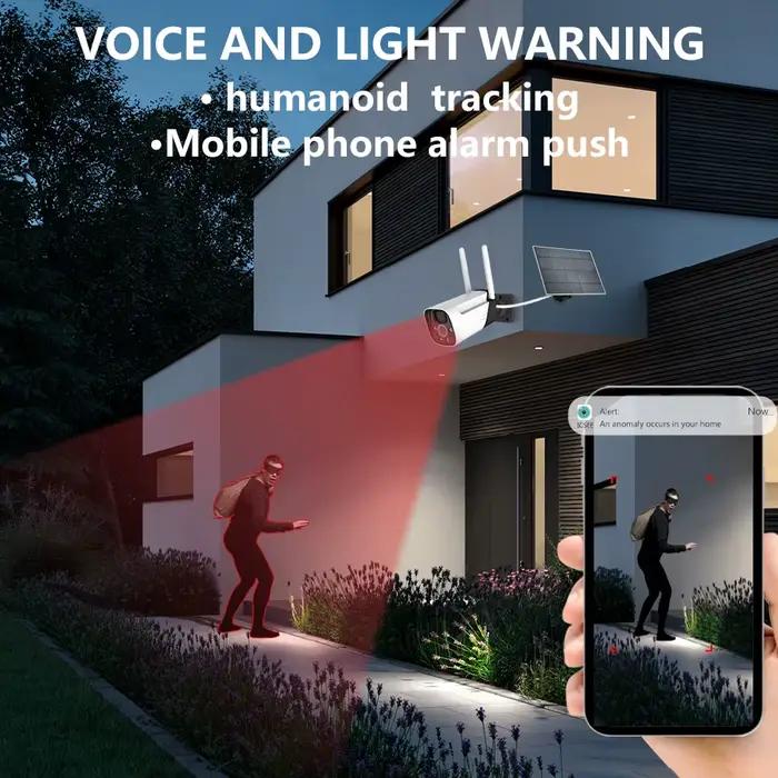 Caméra de sécurité WIFI extérieure à énergie solaire 3MP CCTV vision nocturne caméra haute définition couleur détection humaine PIR ICSEE