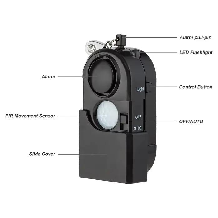 KERUI 1/2/5 pièces Mini détecteur de mouvement Portable alarme 120DB sirène SOS lumière LED sécurité pour voyage maison