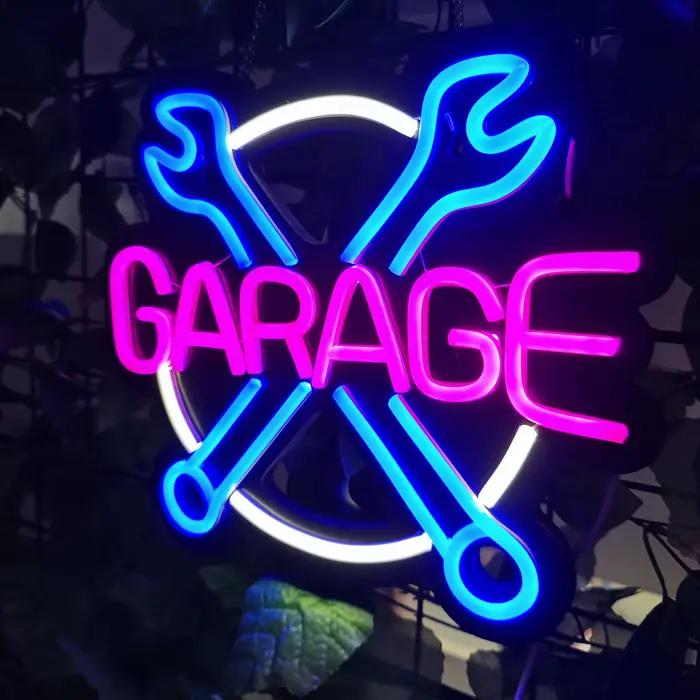 Enseigne de garage néon arc-en-ciel moderne pour décoration murale atelier réparation automobile salle de jeux occassions spéciales