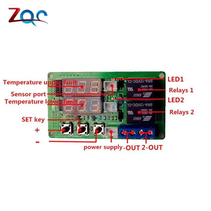 Thermostat à double affichage numérique LED DC 12V