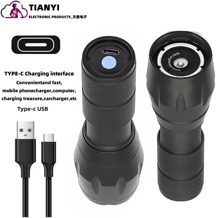 Lampe de poche à lumière rouge Rechargeable de type c, torche tactique, lumière de chasse rouge à LE