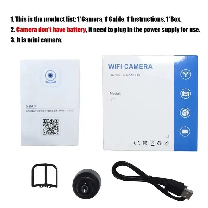 Mini caméra HD 1080P WiFi sans fil avec vision nocturne