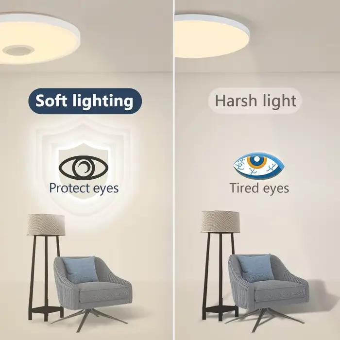 Plafonnier intelligent LED RGB avec télécommande et haut-parleur pour éclairage musical et ambiance personnalisée chambre salon moderne