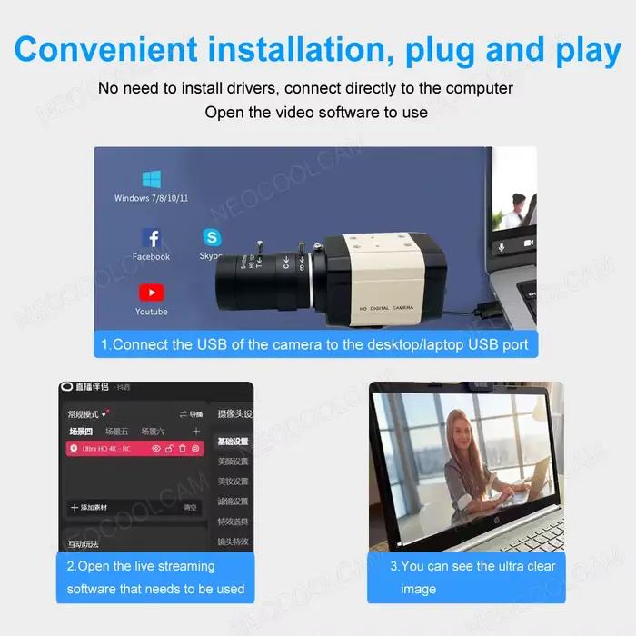 Webcam USB HD 4K 30fps 8MP IMX415 pour Captures Professionnelles Surveillance Intérieure Appels Vidéo Haute Qualité Occasions Spéciales