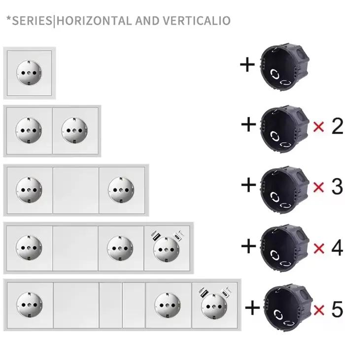 Prise Schuko MORDIO Ports USB Type-C Prise Murale Encastrée 16A 250V Blanc Mise à la Terre Occasions Spéciales Installation Électrique Sécurité Maison Future Ready