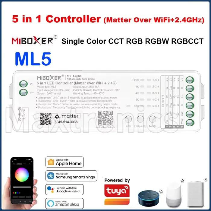 Miboxer – télécommande de bande LED 5 en 1, Zigbee + 2.4G ZL5/Wifi + 2.4G WL5/2.4G LS2, prise en charge de la commande vocale Alexa Google Assistant, nouveau