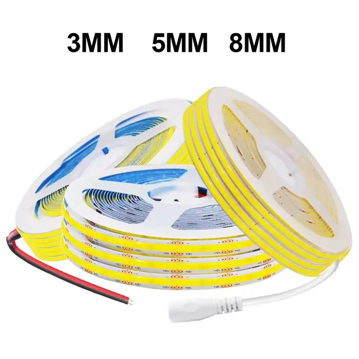 Bande LED COB 12V 320 LED/M, largeur 3MM 5MM 8MM, flexible, ruban lumineux LED FOB, RA90, éclairage