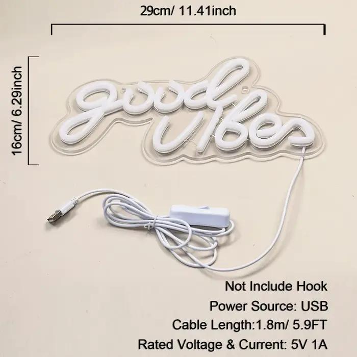 Chi-buy LED néon bonnes vibrations USB alimenté enseignes au néon veilleuse 3D mur Art & salle de je