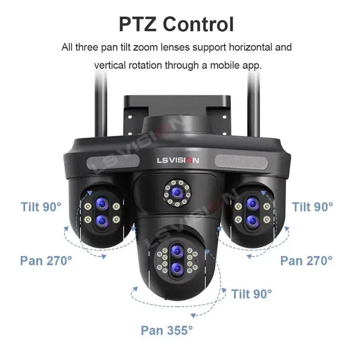 LS VISION Caméra de sécurité extérieure 35MP avec zoom optique 10X Objectif 7/5