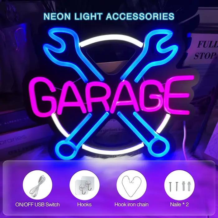 Enseigne de garage néon arc-en-ciel moderne pour décoration murale atelier réparation automobile salle de jeux occassions spéciales