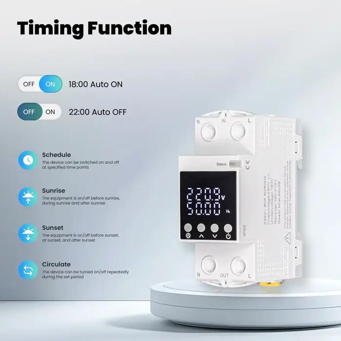 MOES 80A WiFi Tuya disjoncteur intelligent alarme seuil ensemble moniteur d'électricité V0 ignifuge APP contrôle avec Alexa