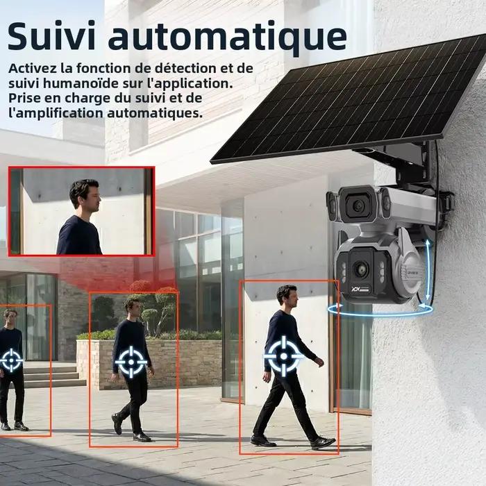Caméra de surveillance extérieure solaire LS VISION avec enregistrement vidéo 24h/24 et 7j/7