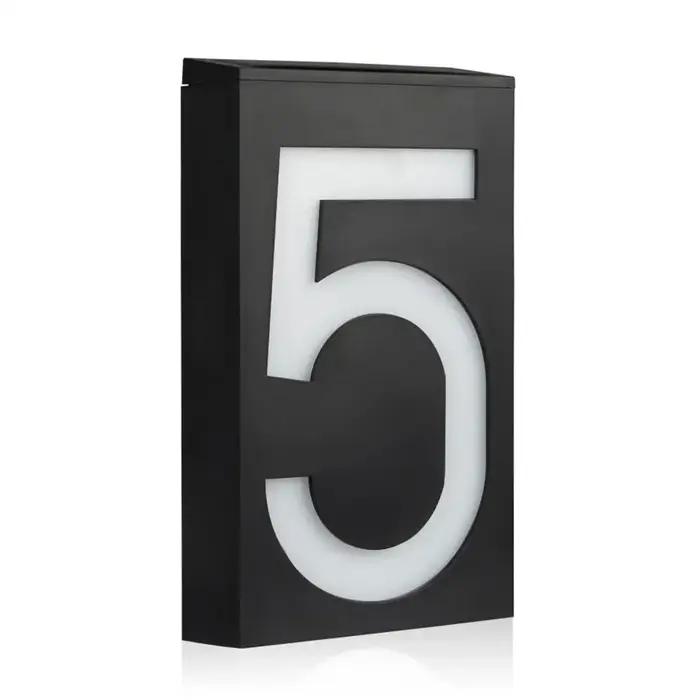 Alimenté solaire 0-9 lumière LED numéro d'adresse de maison rue route plaque de porte applique