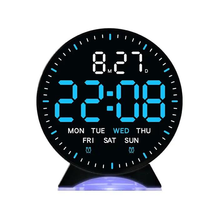 LED réveil numérique semaine Date seconde main affichage luminosité réglable 2 alarmes Table lumière ambiante 12/24H horloge électronique