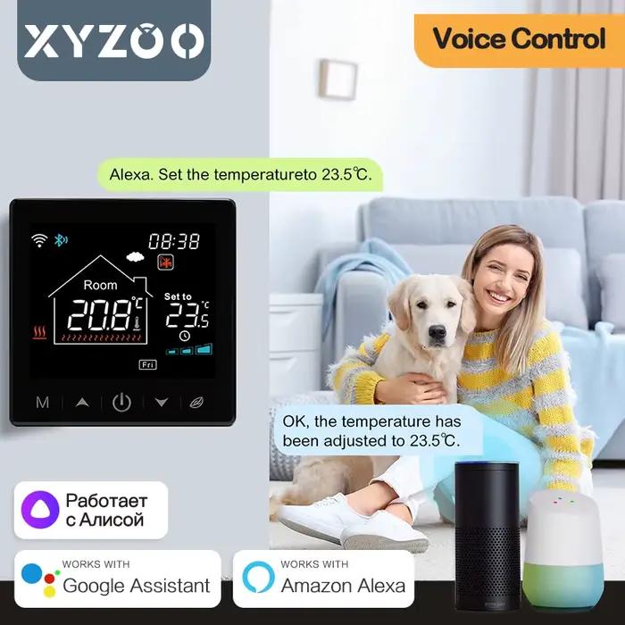 Thermostat sans fil intelligent RF433 pour chaudière à gaz, contrôle de température programmable avec Google Home et Alexa, design avant-gardiste pour confort thermique optimal occasions spéciales