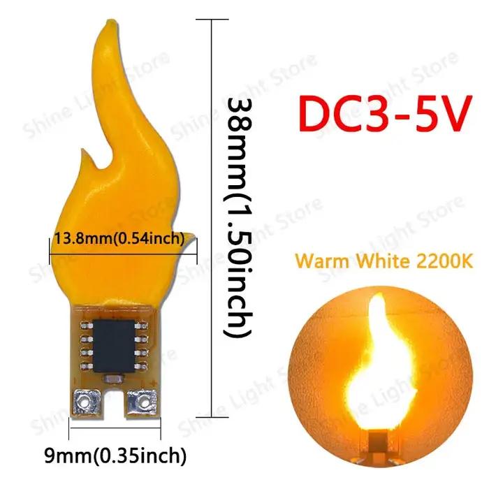 LED DC3v 5v bougie flamme lampe cob DC3.7v LED ampoule Diode fête Camping décoration maison