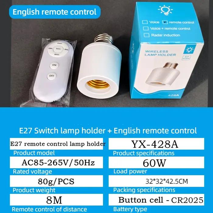 E27 60W télécommande sans fil minuterie intelligente interrupteur support de lampe 110V 220V maison Multi lumière