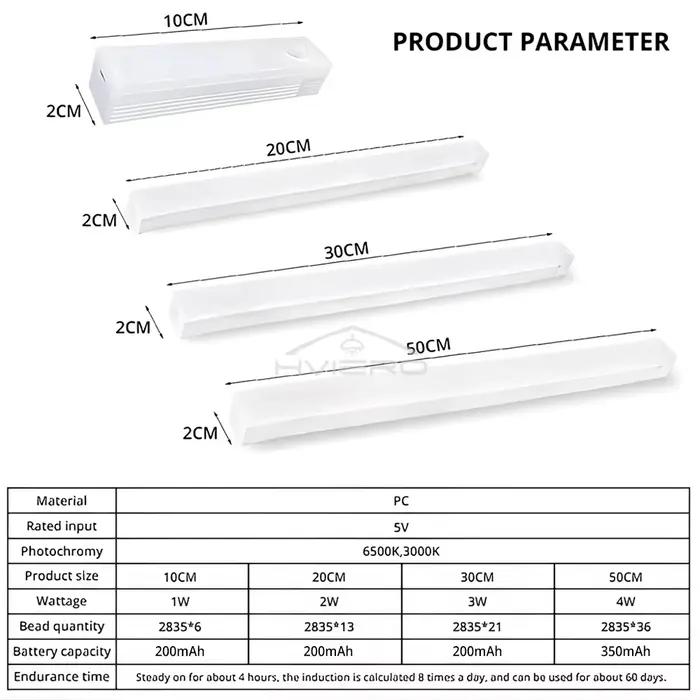 Veilleuses sans fil LED capteur de mouvement lampe USB Rechargeable magnétique pour armoire chambre placard cuisine allée Tube détecteur ampoule