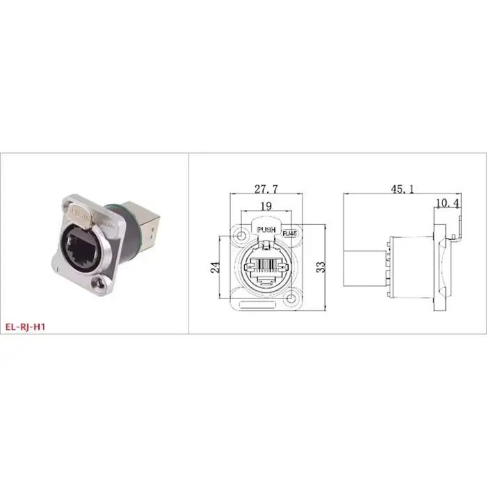 Connecteur Ethernet RJ45 Industriel Micro CAT5E CAT6A Prise Réseau 8P Type D Montage Panneau Droit Angulaire Pour Maison Connectée Occasions Spéciales