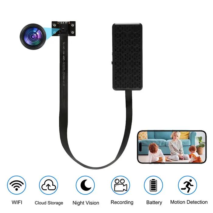 Mini caméra de surveillance WiFi bricolage avec résolution 4K, vision nocturne, détection de mouveme