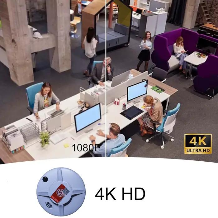 Caméra WiFi détecteur de fumée HD 1080P caméras sans fil pour bureau à domicile Surveillance de sécurité