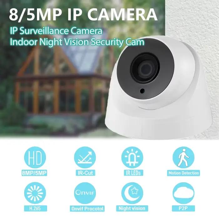 Caméra IP 4K 8MP POE, réseau de Vision nocturne LED