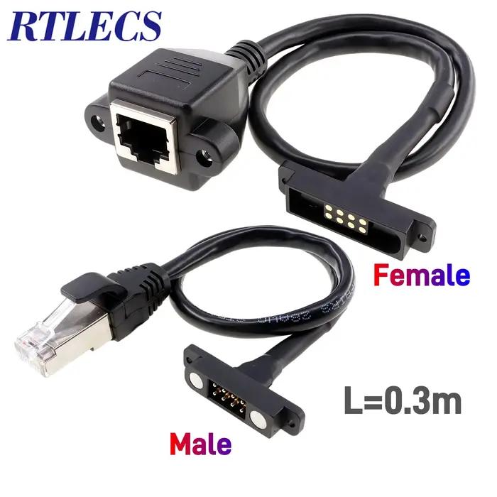Connecteur magnétique RJ45 Cat5 blindé 8P à double rangée de broches Pogo