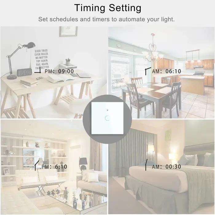 Interrupteur mural tactile intelligent compatible avec Tuya WiFi pour maison intelligente Alexa Google Home contrôle via application en plastique robuste pour usage quotidien occasions spéciales