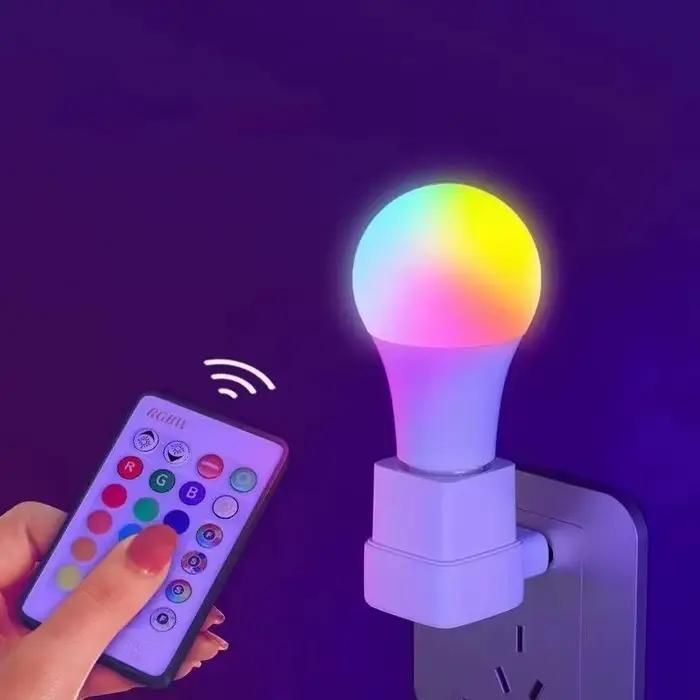Lampe intelligente avec télécommande 24 touches lumière d'ambiance 16 couleurs ampoule RGB LED multicolore E27 éclairage domestique à intensité variable pour ambiance personnalisée occasions spéciales