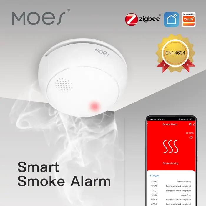 MOES ZigBee détecteur de fumée sans fil intelligent incendie 85dB alarme sonore sirène capteur Protection de sécurité