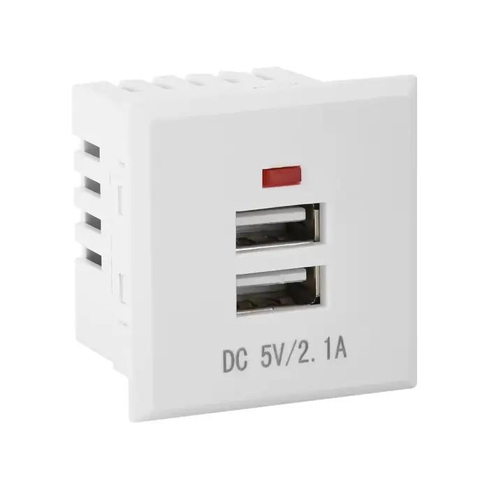 Module de prise de bureau 5V 2.1A avec double port USB intégré et indicateur LED