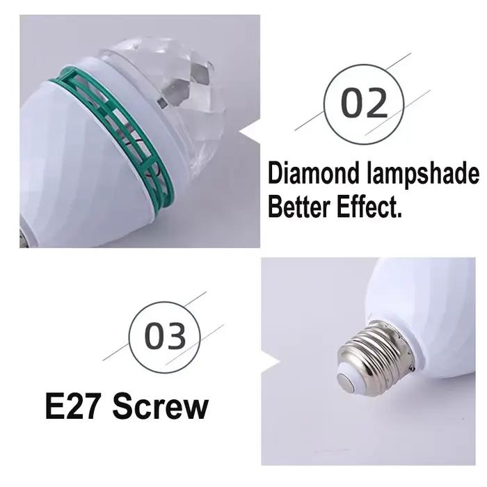 Multicolore effet de scène éclairage atmosphère rotative E27 ampoule automatique Disco KTV DJ boule magique Lampe danse maison fête