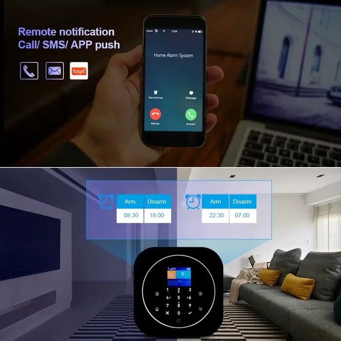 Kit de Système d'Alarme Domestique sans Fil Tuya WiFi 101 Système de Sécurité Domestique avec Porte et Capteur de Mouvement Contrôle d'Application Smart Life Protection Maison Bureau Sécurité Fête Familiale Offre