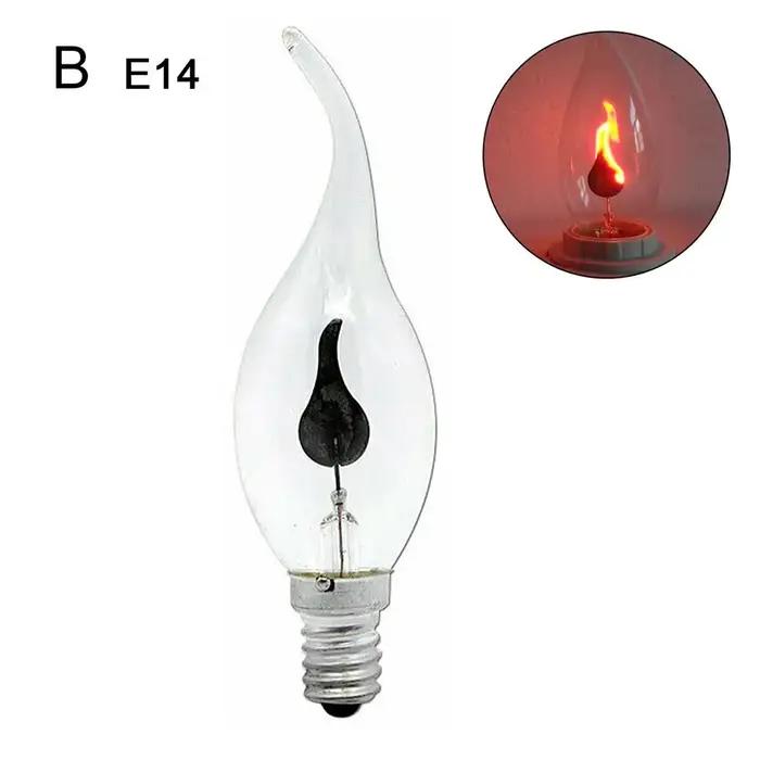 Ampoule de bougie à effet de flamme LED, éclairage de feu d'émulation Edison, décoration d'intérieur vintage, AC 220V, E14