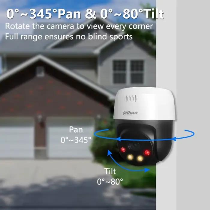 Caméra de sécurité Dahua 5MP intelligente à double éclairage réseau WizSense PT avec détection humaine